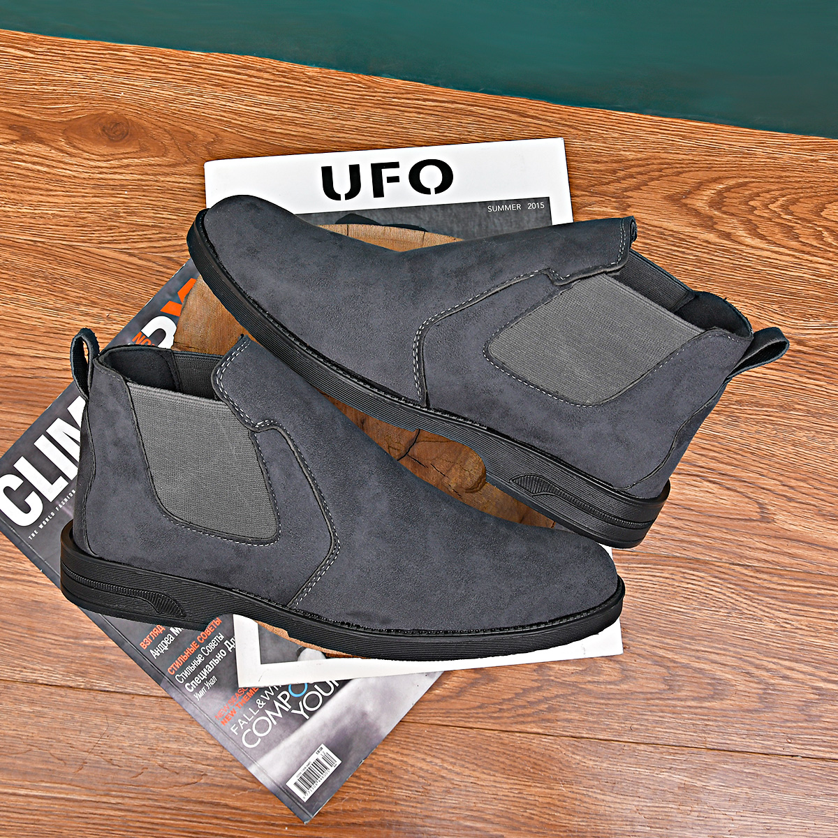 کفش ساقدار طوسی مردانه مدل Alvand