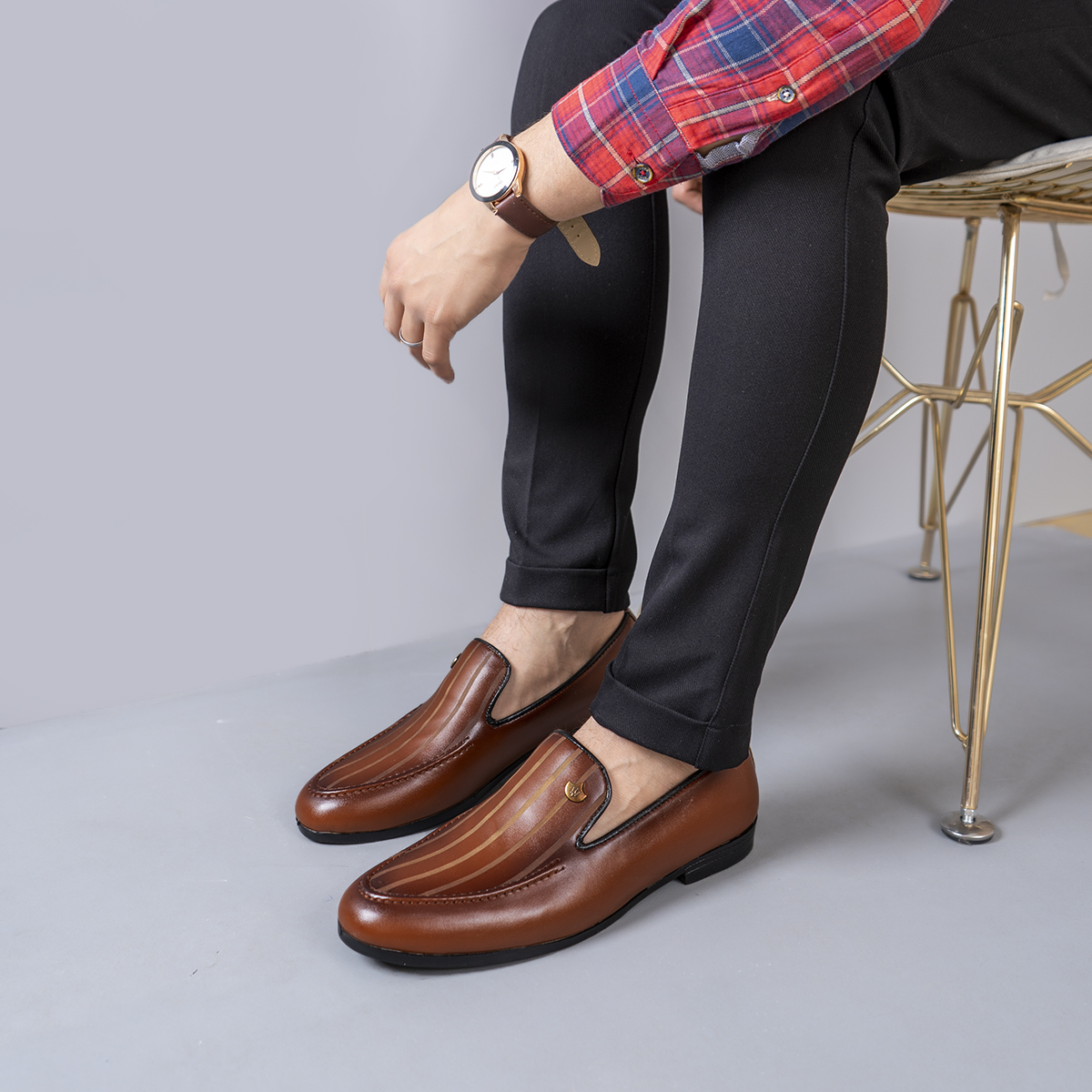 کفش کالج مردانه عسلی مدل Dever