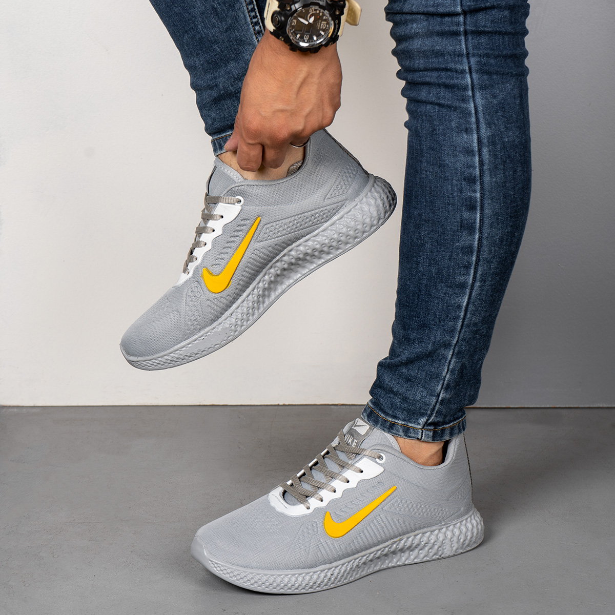 کفش مردانه نایک طوسی زرد مدل Havosh(T)