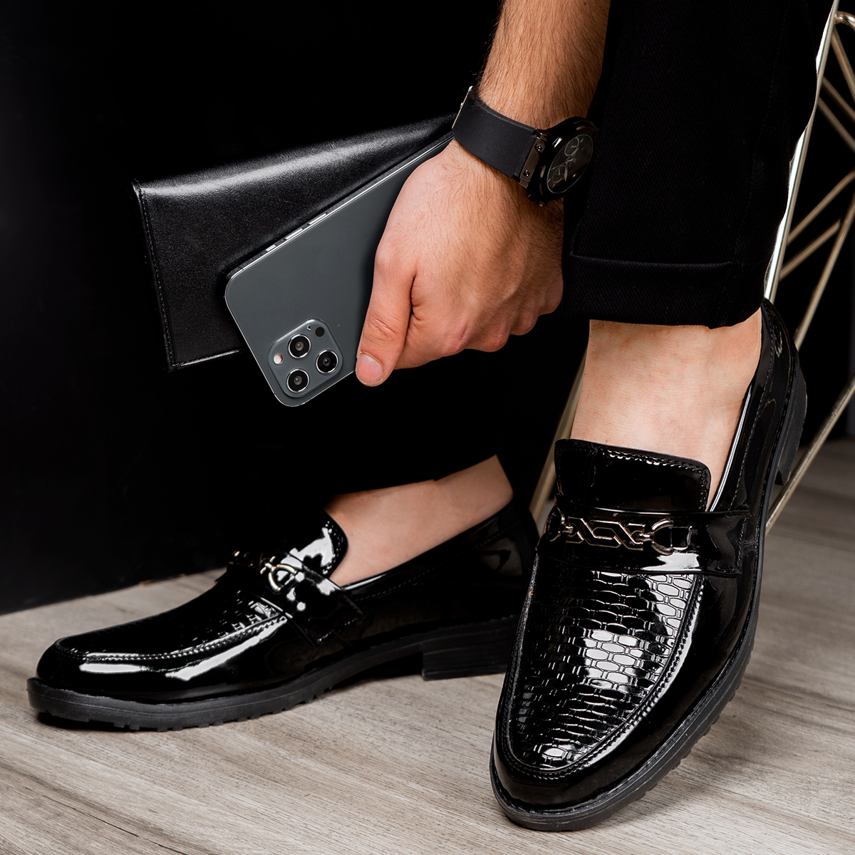 کفش رسمی ورنی سگک دار مردانه مدلGucci