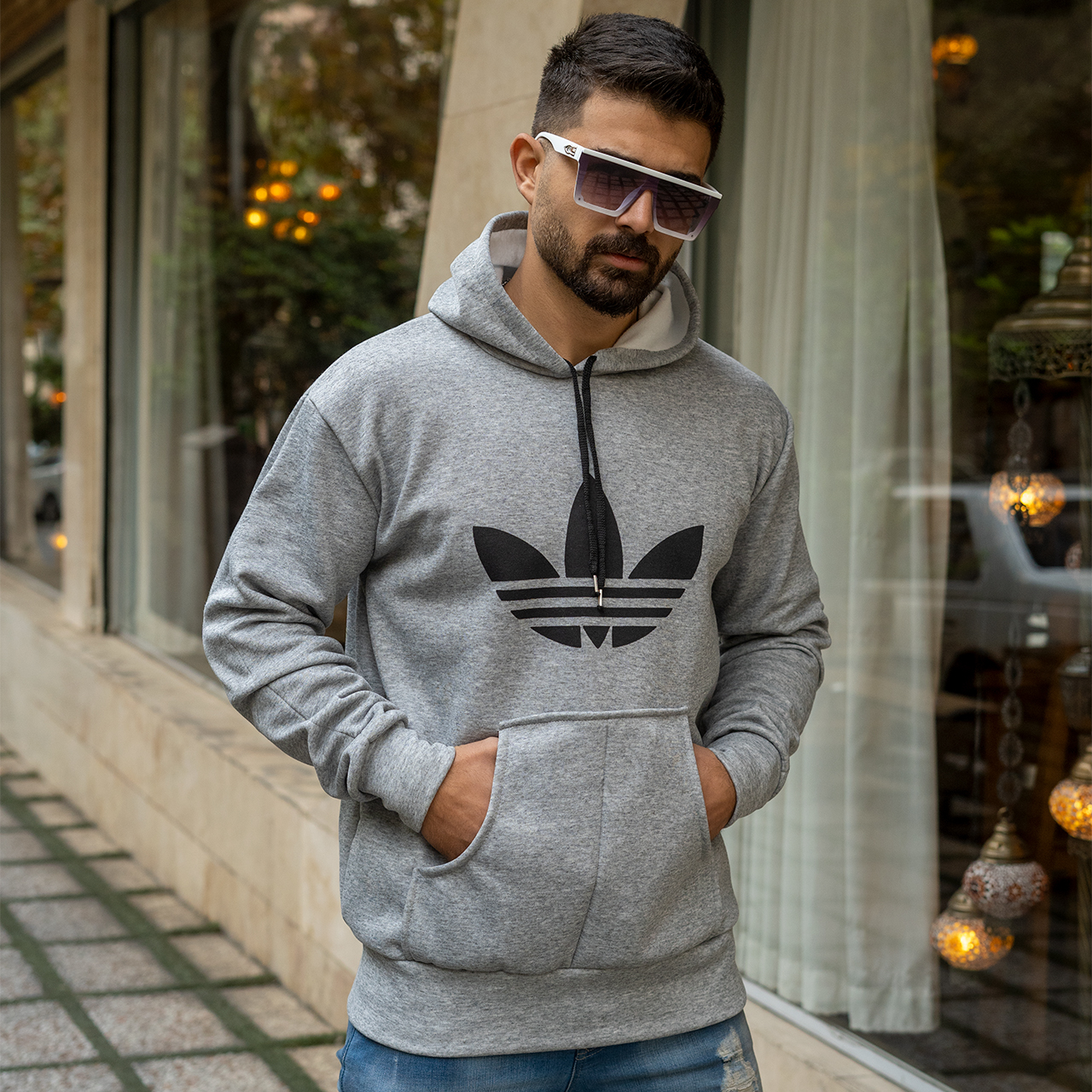 هودی مردانه آدیداس طوسی مدل ERIS