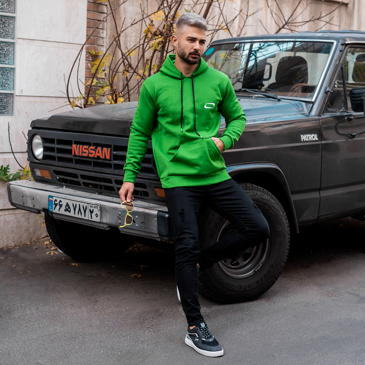 هودی مردانه نایک سبز مدل Zanko