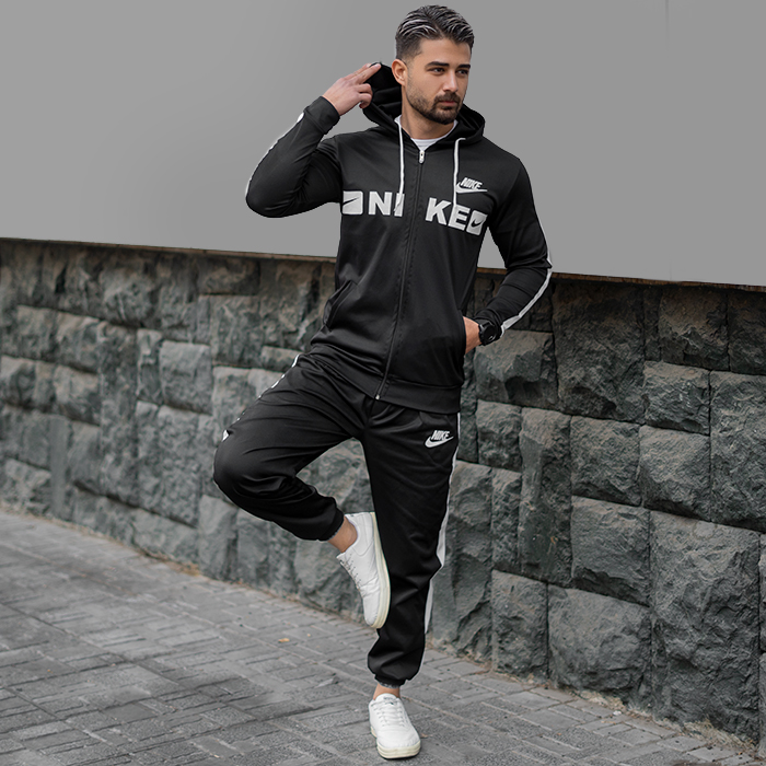 ست سوییشرت شلوار مردانه مشکی مدل Rezin