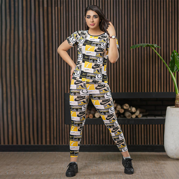 ست تیشرت شلوار Nike دخترانه زرد مدل viana