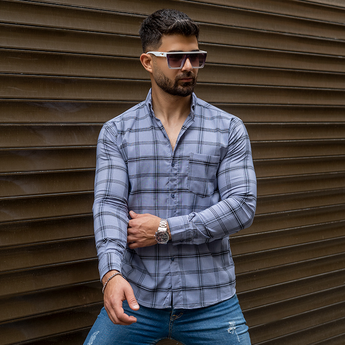 پیراهن مردانه طوسی روشن مدل Tanpoosh