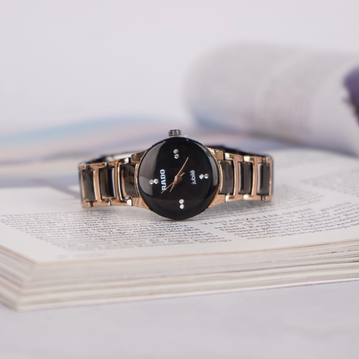 ساعت مچی زنانه مشکی رزگلد مدل Rado
