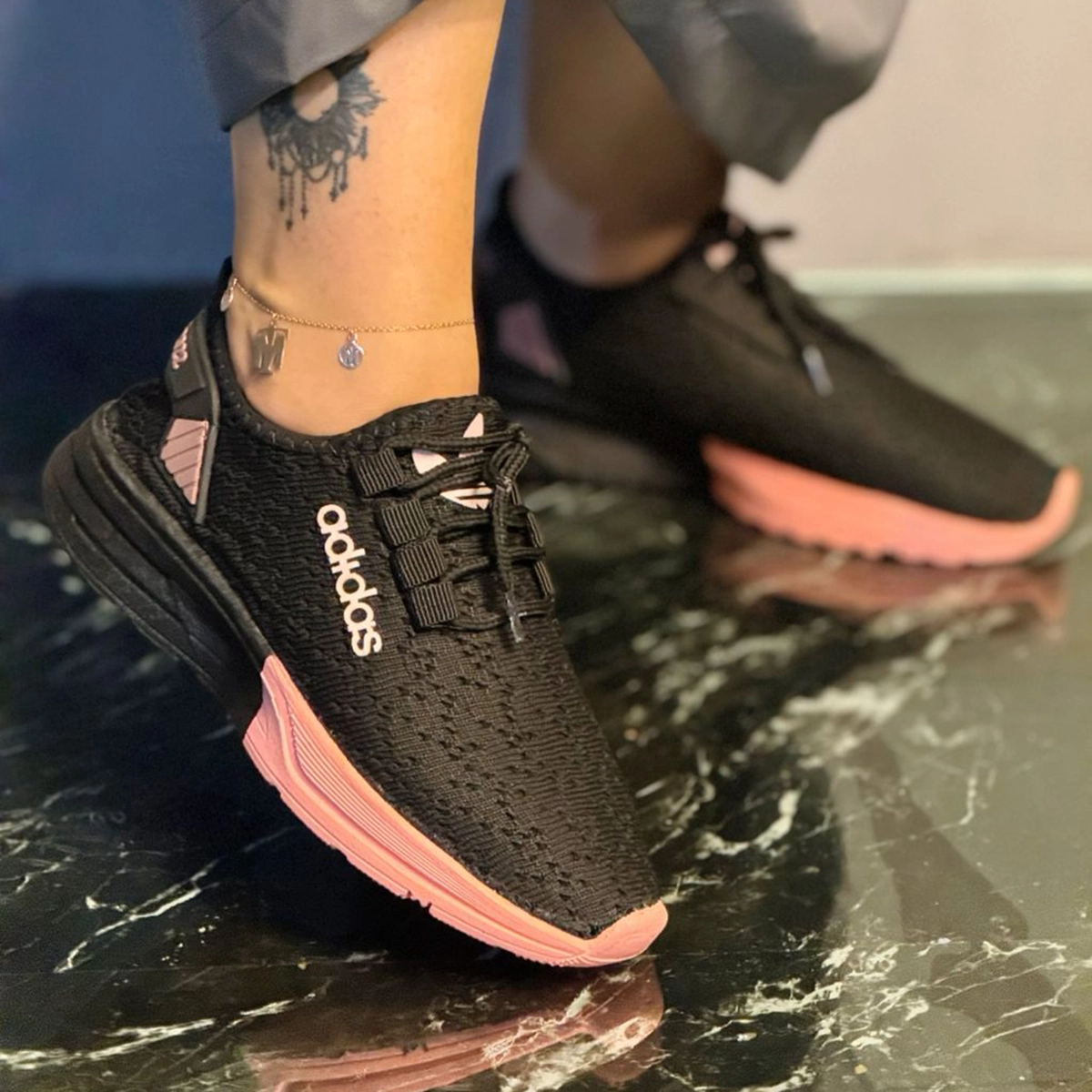 کفش ورزشی زنانه مشکی صورتی مدل Rima